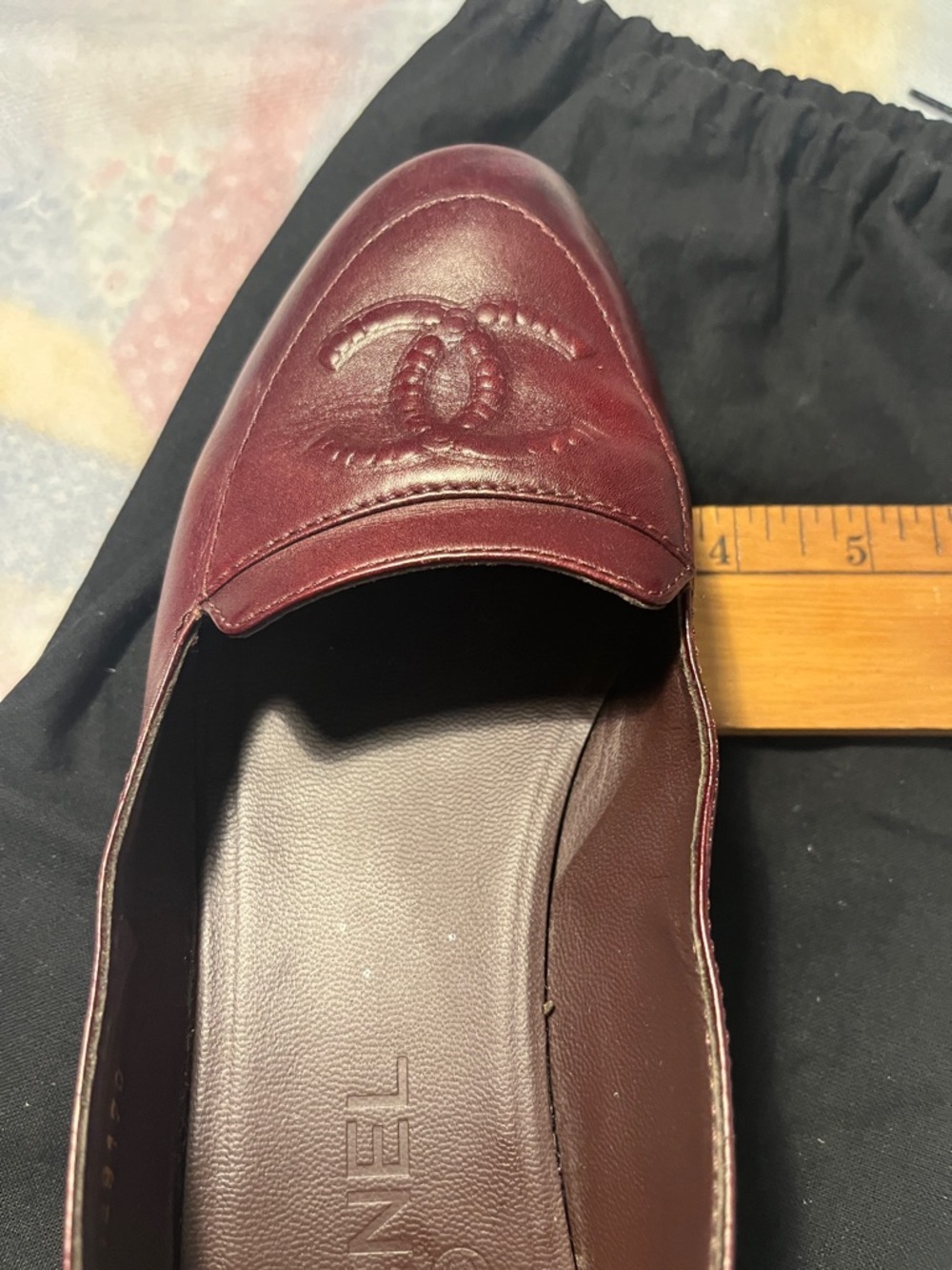 CHANEL Women's Deep Red Burgundy Leather Loafers 38.5 - Picture 13 of 13